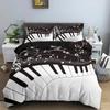 Music Bedding Set Piano Keyboard Music Note Duvet Cover Queen Size Bed Linen Comforter Microfiber Guitar Polyester Bedding Sets