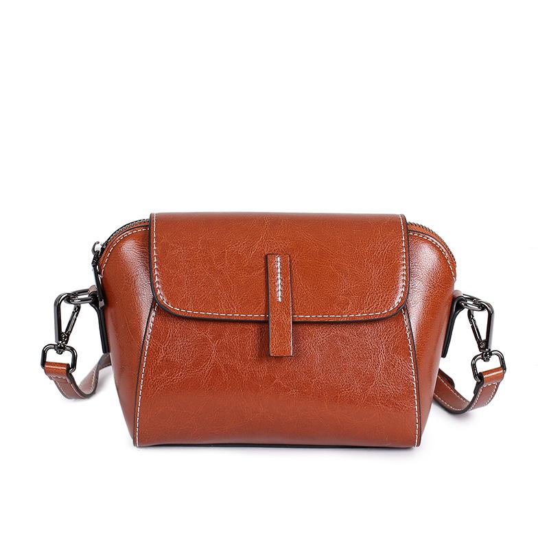 Новая женская кожаная сумка из воловьей кожи с масляной восковой пропиткой, на плечо, универсальная, повседневная, модная, портативная, мессенджер, сумка-ракушка