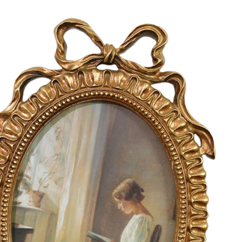 Oval Photo Frame 10x6.9inch with Wall Hook Handmade Retro Styled Photo Gallery Art Old Fashioned for Weddings Decor Accessory