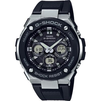 Мужские часы G-SHOCK GST-W300-1AJF [G-STEEL Radio Wave Solar, средний размер] круглые, черная смола