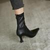 Keep It Heavy! Huge Good-looking~ Classic Black Pointed-toed Thin-heeled Thin Socks Boots, High-heeled Elastic Short Boots, Single Boots for Women