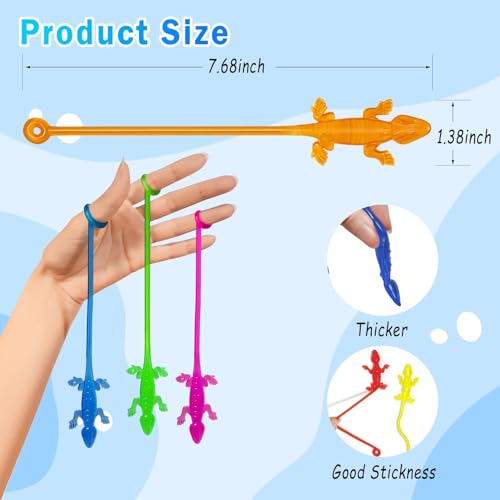 36PCS Sticky Hands Bulk Kids Party Favors Lizard Shape Stretchy Sticky Hand Fidget Toys Kids Goodie Bag Stuffers Easter Basket Stuffers Treasure Box