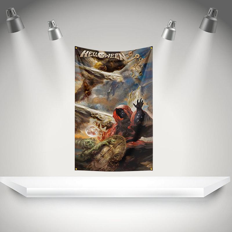 H-HELLOWEEN Flag Rock Music Band Banner HD Printing Tapestry Exhibition, Music Band Fans, Garage Decor