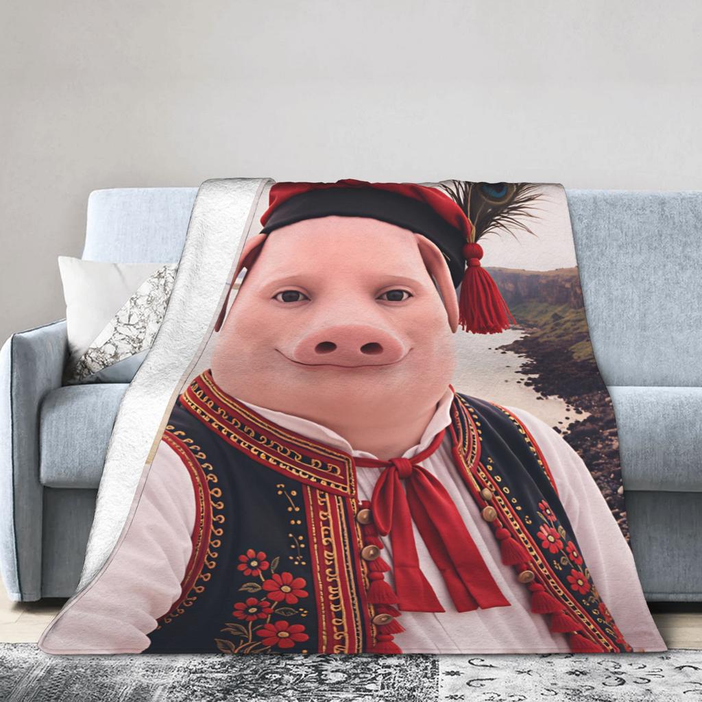 Теплое Уютное Пледовое Одеяло Дорожное Плед John Pork Is Calling Фланелевое Покрывало для Гостиной С рисунком Чехол на Диван-Кровать