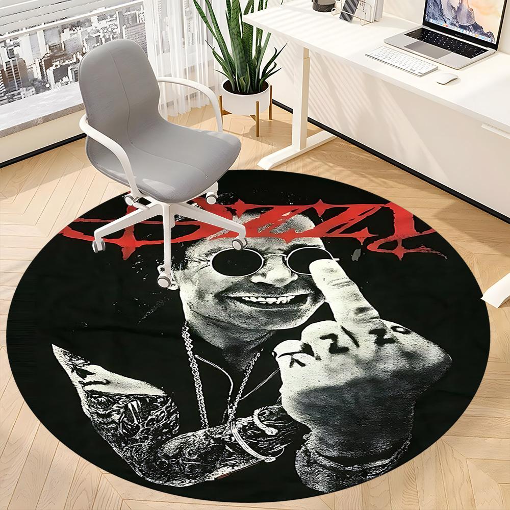 1 шт. Круглый ковер для офиса Ozzy Osbourne, Коврик для помещений, Подходит для офиса, Под офисные стулья, Спальни, Гостиной, Декор для дома, Декор комнаты110