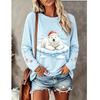 Women Long Sleeve T Shirt Christmas Spotted Deer Santa Hat Snow