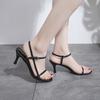 Fashion 2024 Summer Low Sandals Woman Leather Suit Female Beige Women’s Shoes High Heels Low-heeled Black Comfort New Stiletto Girls Fas