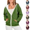 Women Fashion Solid Color Casual Long Sleeve Hoodies Zipper Pullover Sweatshirts Coat