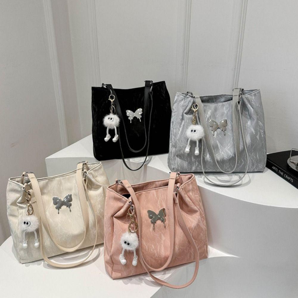 Doll Pendant Underarm Tote Bag Pu Leather Luxury Handbag Fashion Sweet Shoulder Bag  Female