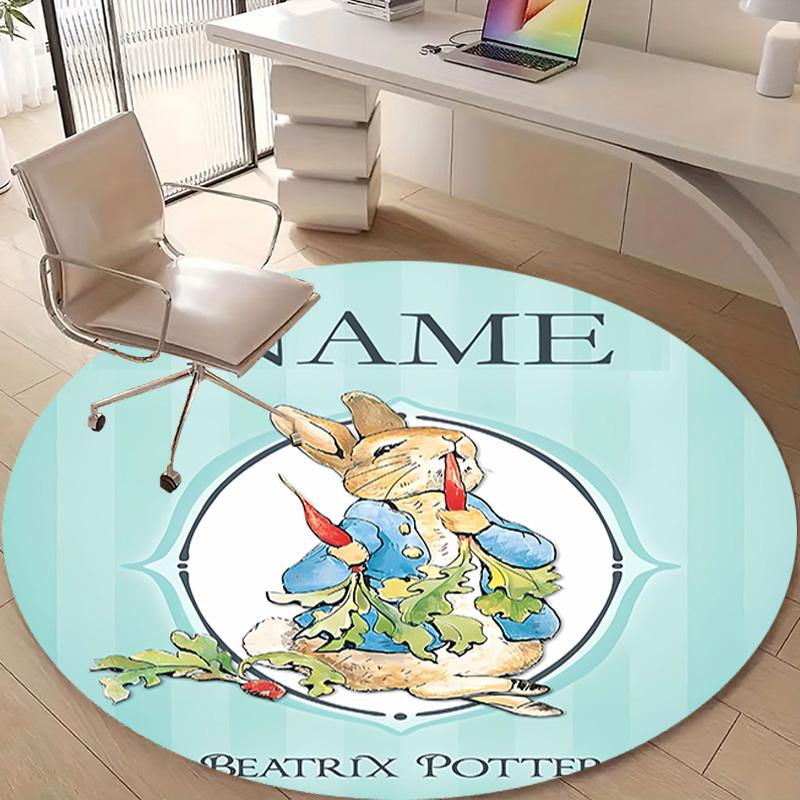 Personalized P-Peter Rabbit Round Chair Office Rug - Perfect for Mat, Office Chair & More - Ideal Gift for Birthdays and Holidays