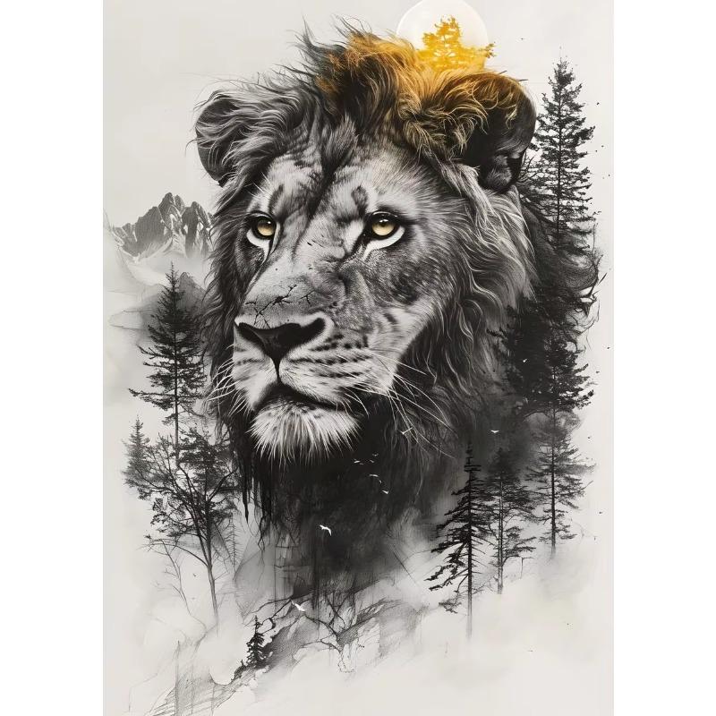 Animal and Forest Poster Eagle Wolf Tiger Lion Cat Panda Fox Tree Canvas  for Living Room Home Decor Wall Art Mural