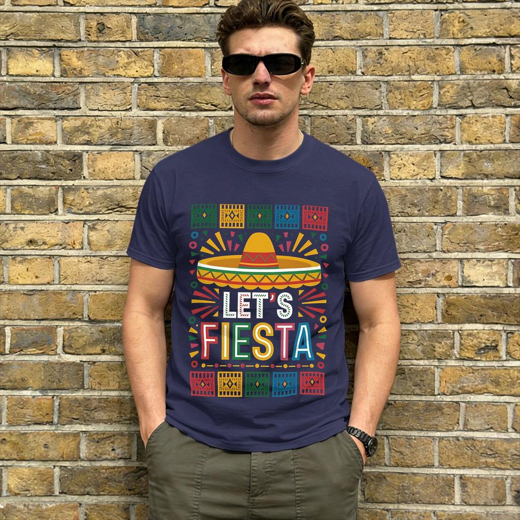 Oversized T Shirt Summer Lets Party Fiesta Hip Hop T Shirts 100 Cotton Tee Shirt for Unisexs Y2K Casual Wholesale Short Sleeve