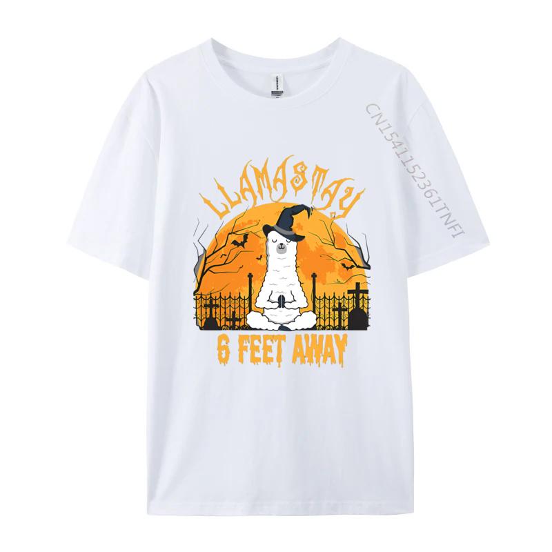 Llamastay 6 Feet Away Halloween Llama Tshirts Cute T Shirt Hiphop TShirts For Unisex Streetwear Cotton