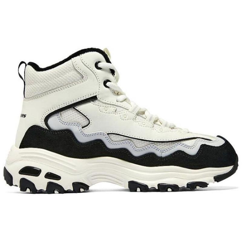 Skechers D'LITES 1.0 Women Mid Casual Shoes White Grey 168026-WGRY