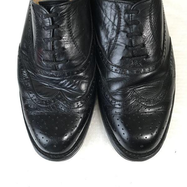 Vintage/LANCEL POLO CUP/Leather Full Brogue Wingtip Shoes/24.5/Black/BLACK/Closed Lacing Business Dress Shoes(USED)