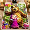 Flannel BlanketMasha and the Bear Warm Soft Throw Blanket for Indoor Sofa Bed Living Room Use
