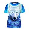 Летний топ с круглым вырезом и принтом в виде 3D волка, модные повседневные футболки с короткими рукавами для мужчин