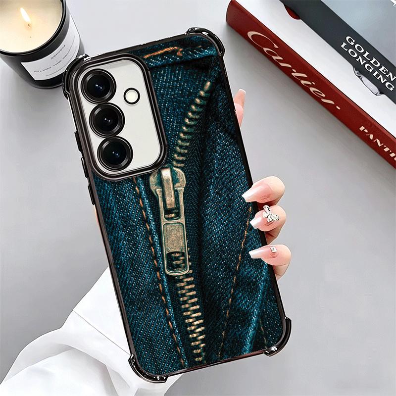 Retro Zipper Jeans Pattern Soft Phone Case For Samsung A17 A27 A07 A37 A57 A16 A56 A15 A55 A14 A54 A13 A53 A26 A36 A25 A35 A24 A