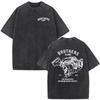 Vintage Washed Justicia Brothers in Arms Double Sided Print Tshirt Men Clothing Casual Cotton Short Sleeves T Shirts Ins