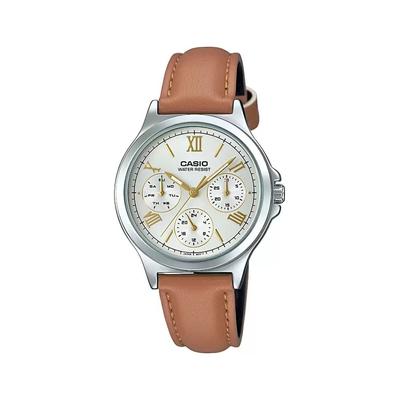 Коричневые женские часы с несколькими циферблатами, Brown Multi-Dial Women's Watch, Casio