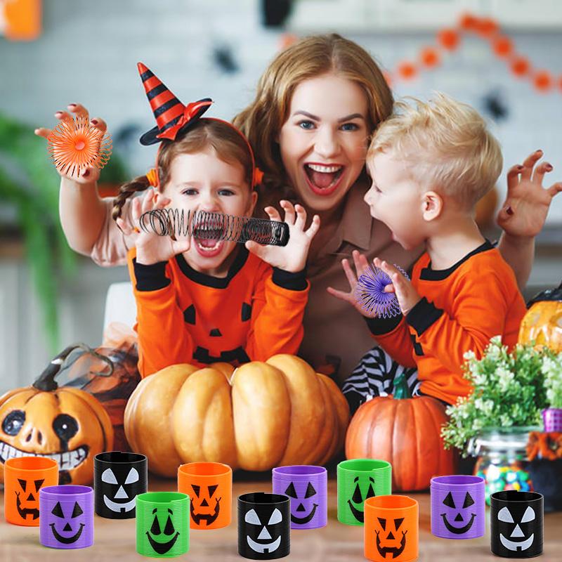12/24pcs Halloween Theme Coil Springs Toys Kids Halloween Party Favors Trick or Treat Gifts Boy Girl Birthday Goodie Bag Fillers