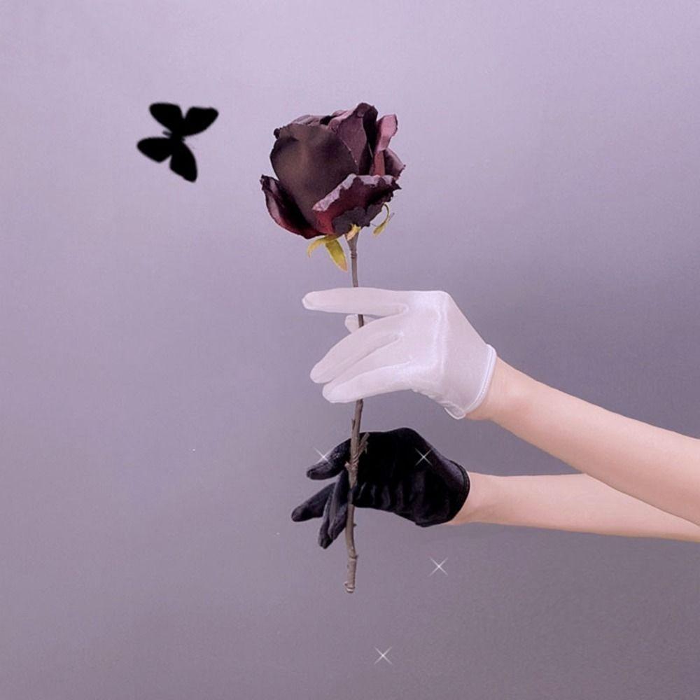Cosplay Gloves Stage Performance Gloves Satin Gloves Lolita Mittens Women Gloves Half Palm Gloves