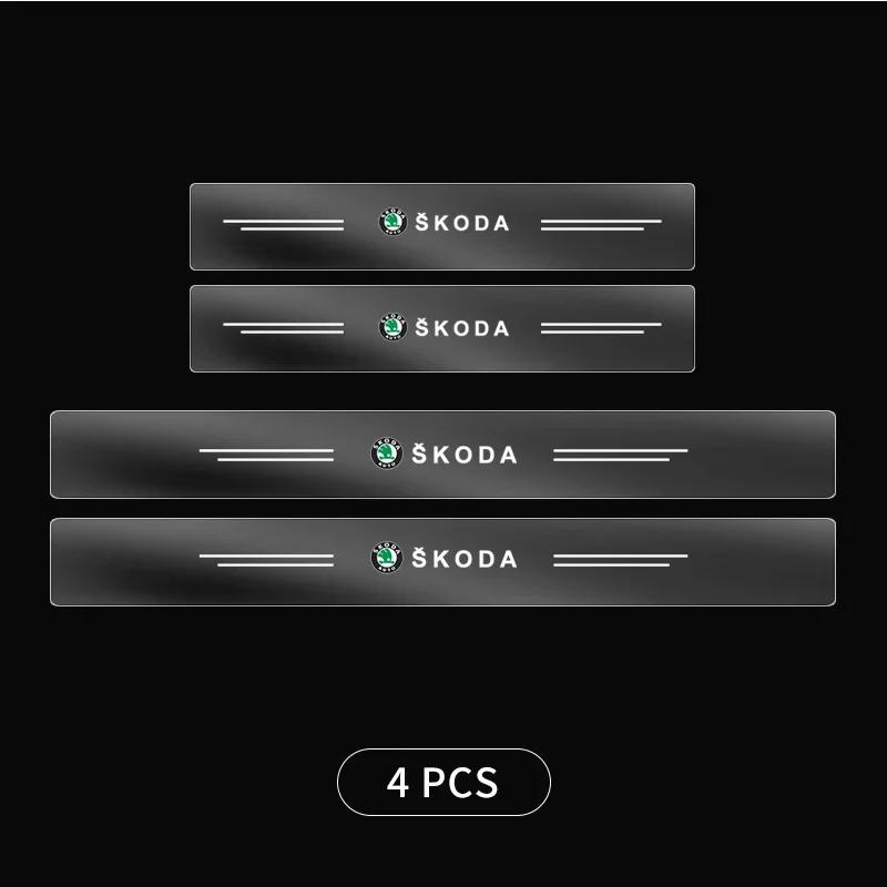4pcs Transparent Car Threshold Sticker Scratch Protector for Skoda Rapid Octavia Fabia Laura Superb 2 3 VRS Yeti Kodiaq Karoq knzh54