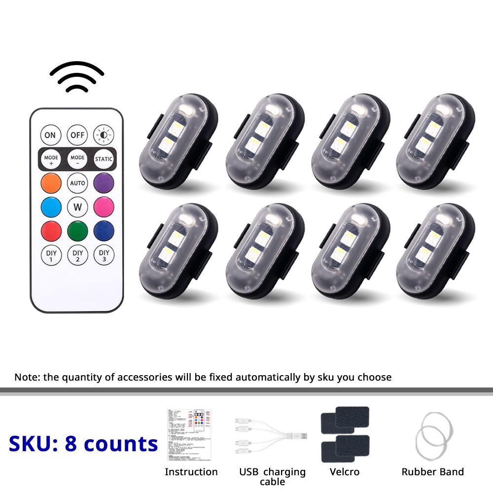 RGB LED Portable Party Lights Remote Control Wireless Lighting Rechargeable Car Footwell Light Under Glow Kit Accessories Gift