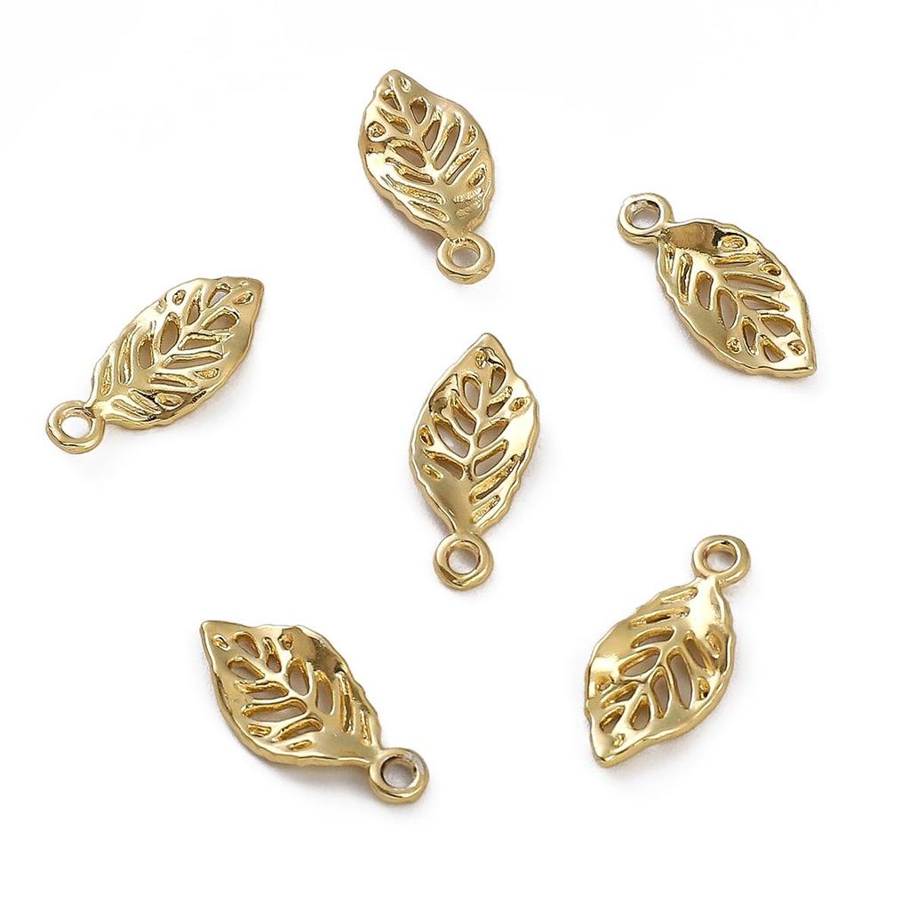Copper Hollow Three-dimensional Small Leaf Pendant For DIY Jewelry Making Craft Accessories