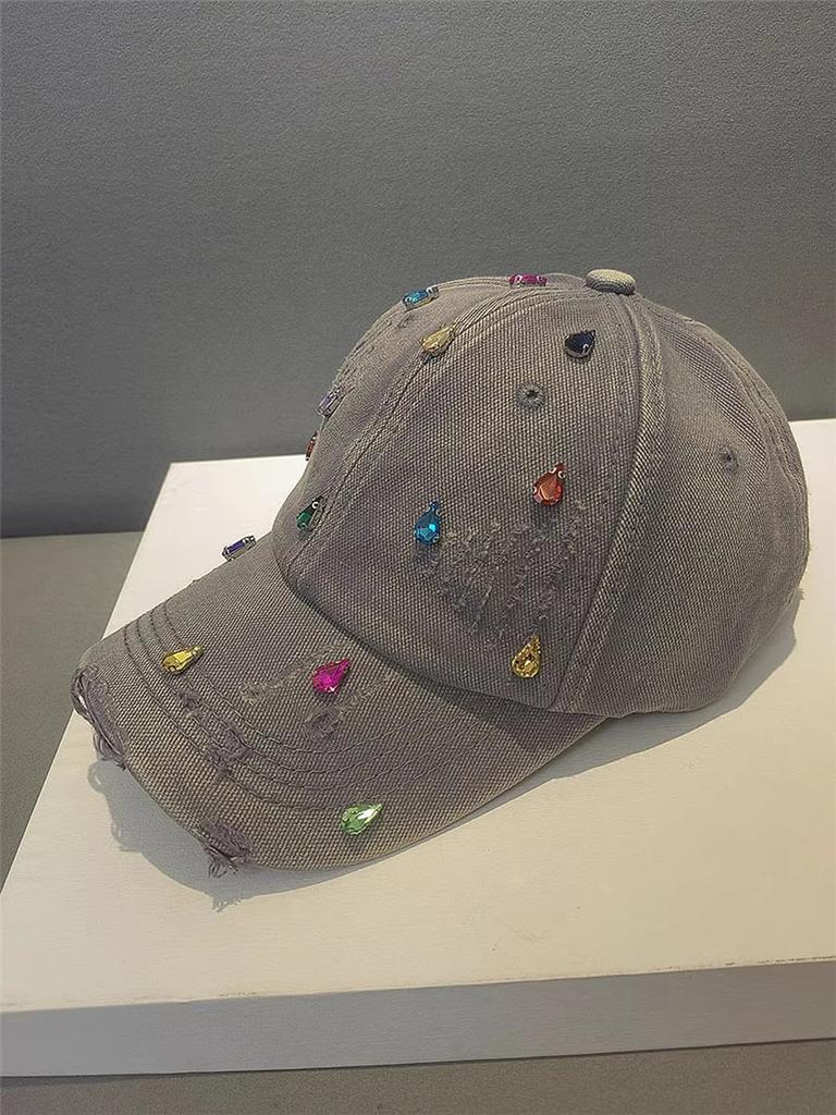 Chic Ins Autumn Design Random Hand Secolor Drill Lady Baseball Cap Women Leisure Hat