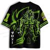 Men's New Broly Jersey Green Explosion Pattern V-Neck Short Sleeve Dragon Ball Super Anime Fan Casual Streetwear Sportswear