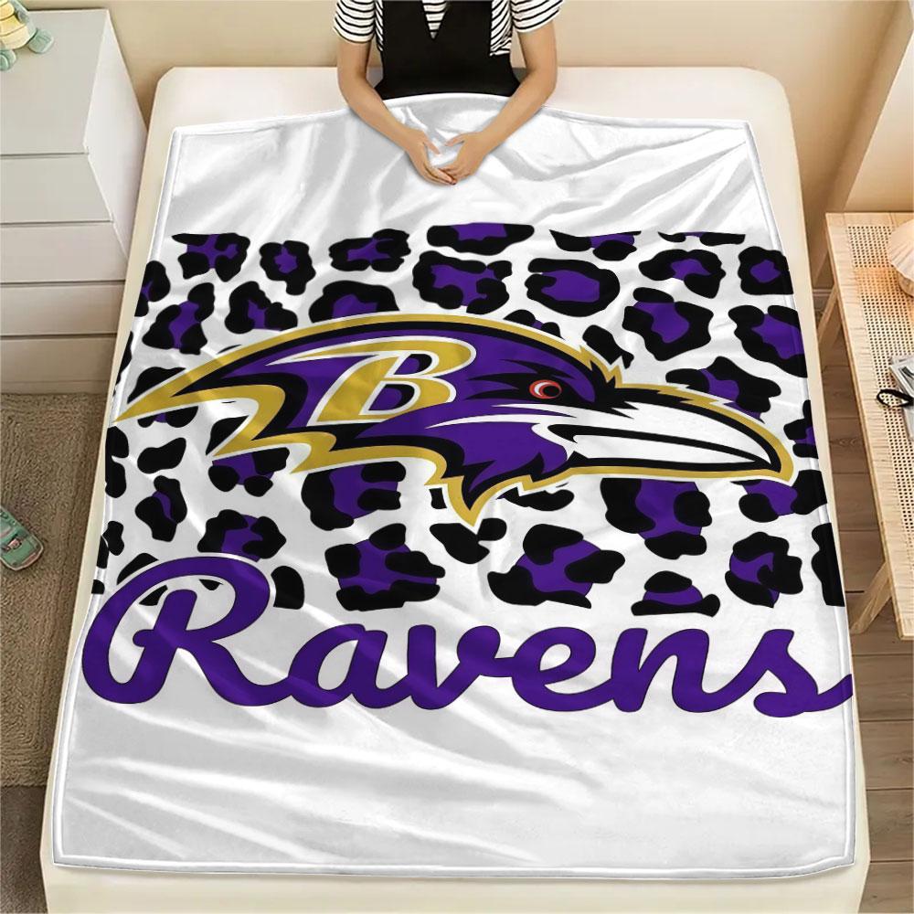 Ravens Printed Flannel Blanket, soft throw for bedroom sofa, washable, fan merchandise, great gift.