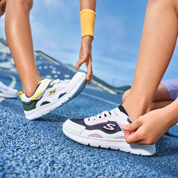 Skechers Удобные Простые Низкие Повседневные Кроссовки Детские Черный Белый Розовый 319047L-BKPK