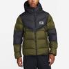Nike Мужская длинная пуховая куртка с капюшоном на молнии с логотипом, верхняя одежда, зеленая DX2040-011