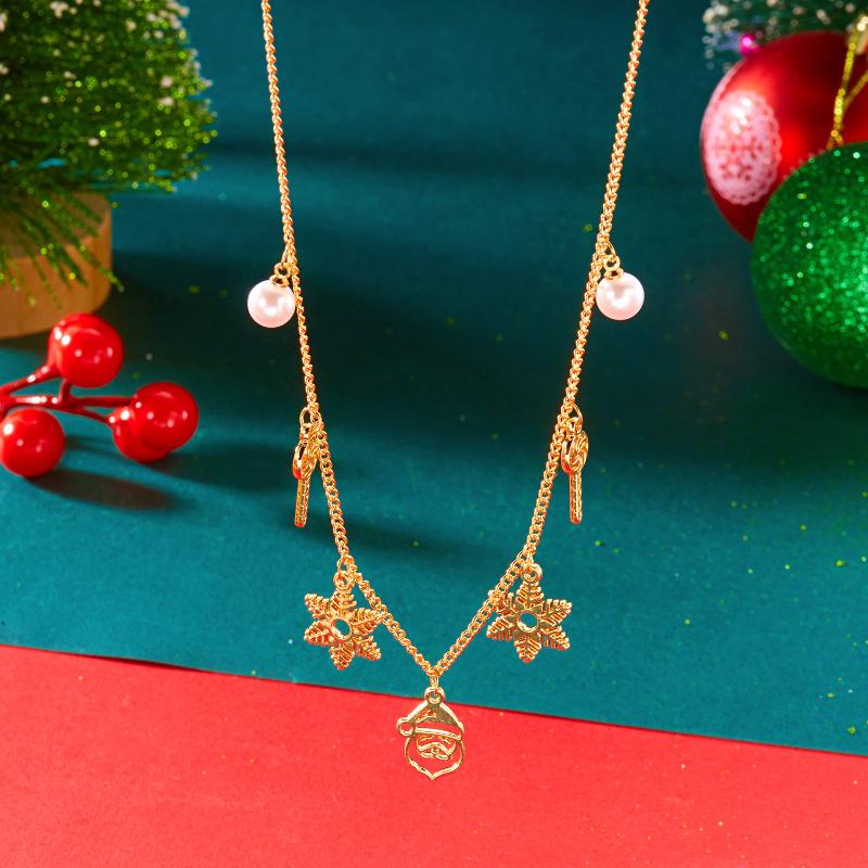 Преувеличенное рождественское колье-чокер с бусинами в виде колокольчиков для женщин, модная рождественская подвеска, цепочка для ключицы, ювелирное украшение для новогодней вечеринки, подарок