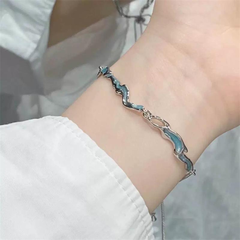 Sparkling Cherry Blossoms Bracelets for Women Fashion Temperament Wave Moon Flower Adjustable Bracelet Wedding Jewelry Gifts
