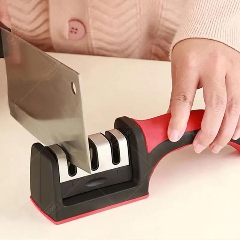 Точилка для ножей Whetstone Sharpening Professional Многофункциональная 3-ступенчатая керамическая точилка для кухонных ножей с нескользящей основой