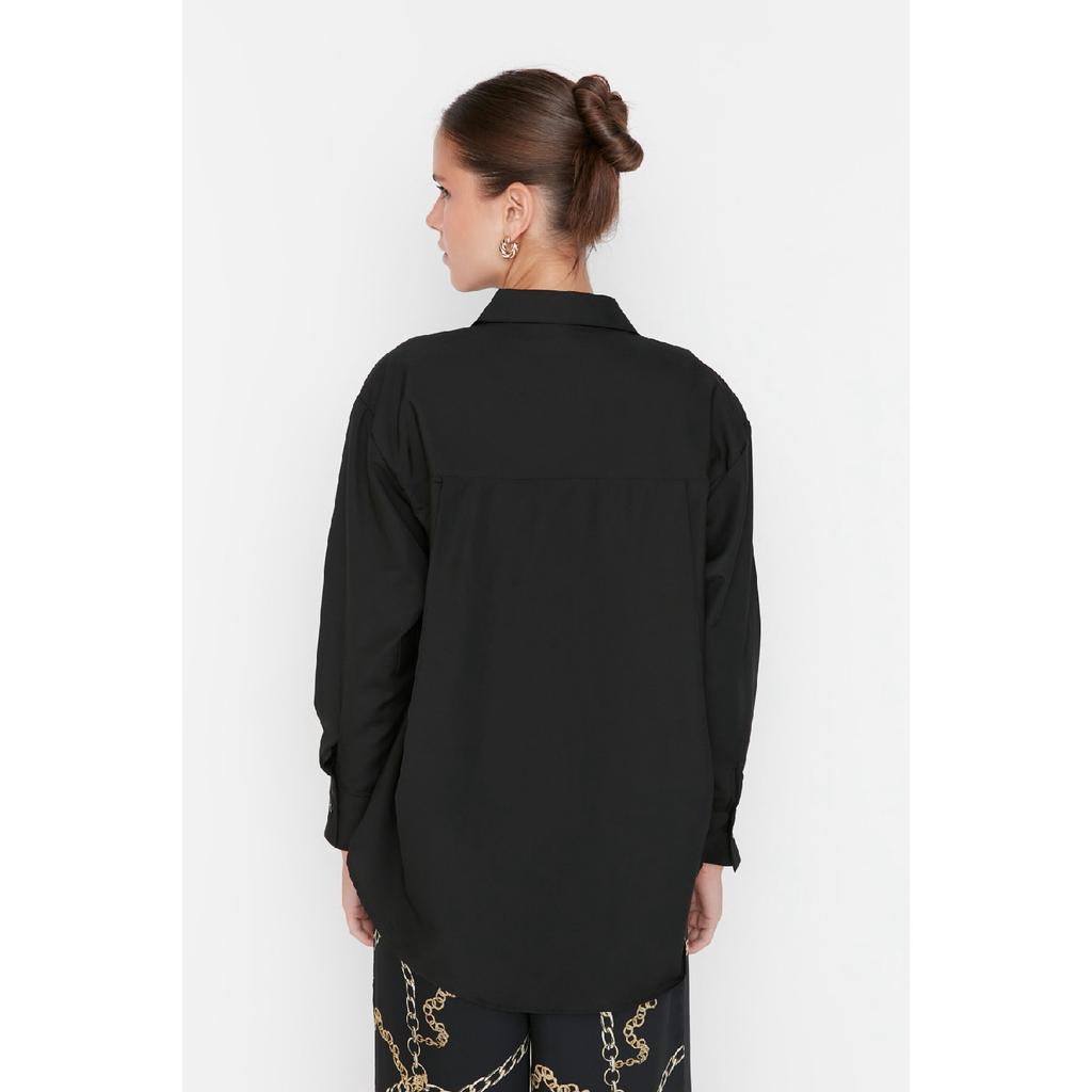 Белая рубашка-бойфренд с одним карманом/широкая хлопковая рубашка Twoaw20go0115