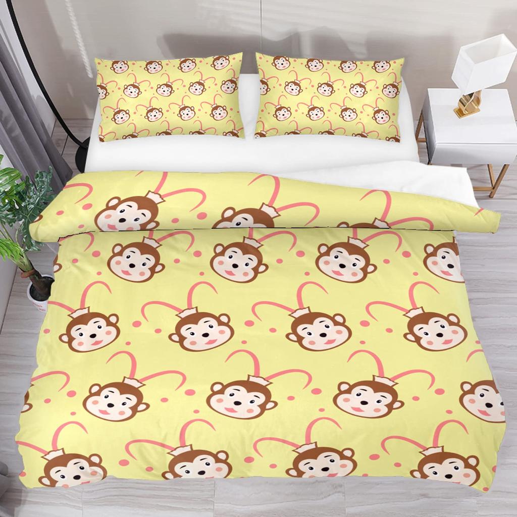 Пододеяльник с изображением обезьяны, комплект постельного белья с милым принтом обезьяны вокруг дерева, 3 шт., для детей и мальчиков, мягкий чехол с изображением животных из мультфильмов