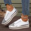 Plus Size 43 Women's Casual Flat Shoe 2025 New Style Rhinestone Design Woman Sneakers Comfortable Platform Shoe