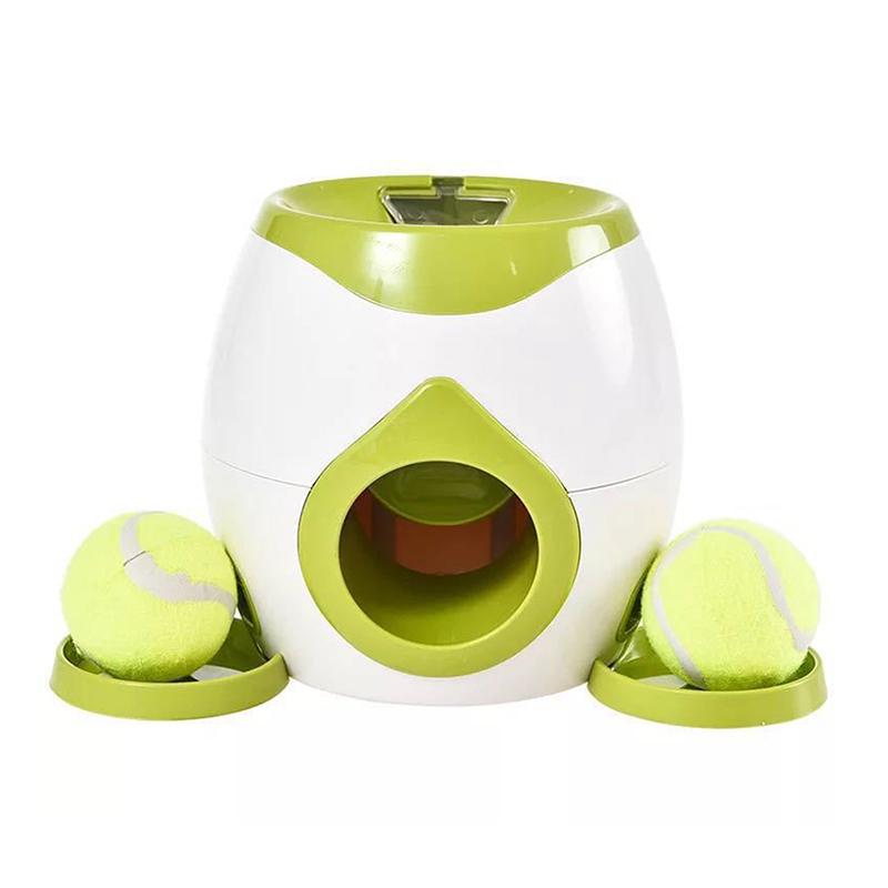 Dog Pet Toys 2 In 1 Tennis Launcher Automatic Throwing Machine Pet Ball Throw Device Interactive Pet Feeder Toy For Dogs