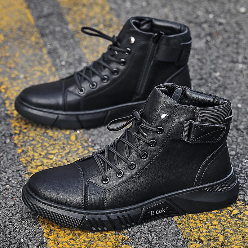 New Winter Warm Ankle Boots for Men High Top Leather Casual Shoes Stylish Retro Men's Sneakers Non-Slip Male Leisure Walk Botas