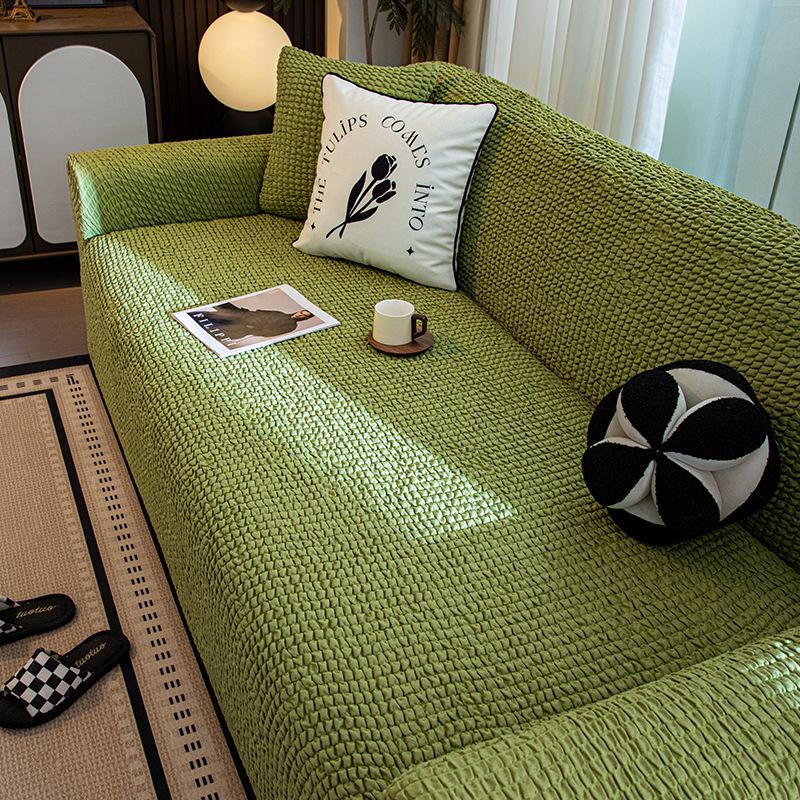 Чехол на диван из пузырчатой ткани, полная защита, кремовый стиль, устойчивый к царапинам кошек, эластичный протектор для дивана