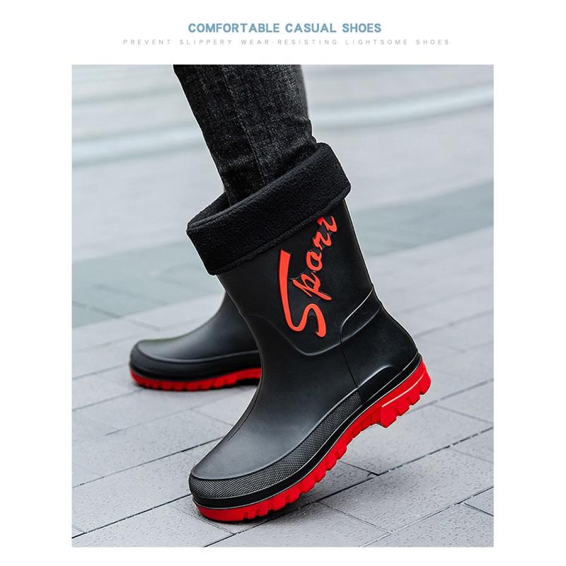 Мужские нескользящие утолщенные износостойкие водонепроницаемые полусапоги резиновые ботинки