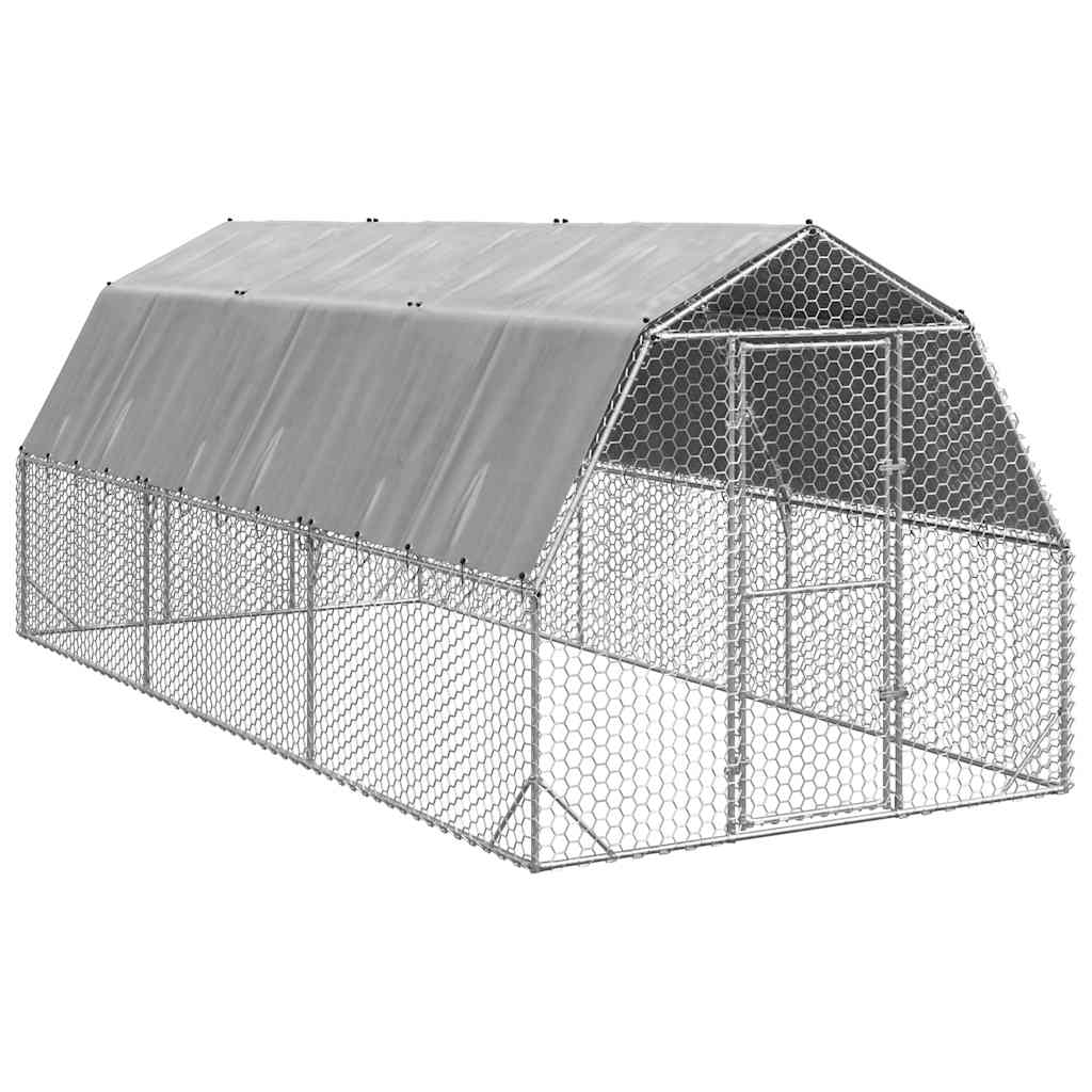 Vidaxl Kurnik Z Dachem 2,5X6X2,25 M Stal Ocynkowana