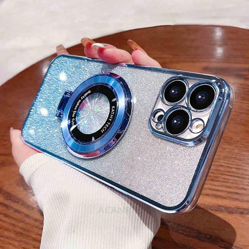 Силиконовый чехол с блестящим покрытием для iPhone 16 11 12 13 14 15 Pro Max Mini X Xs Xr Iphone16 16pro 16plus 15pro Stand Cover