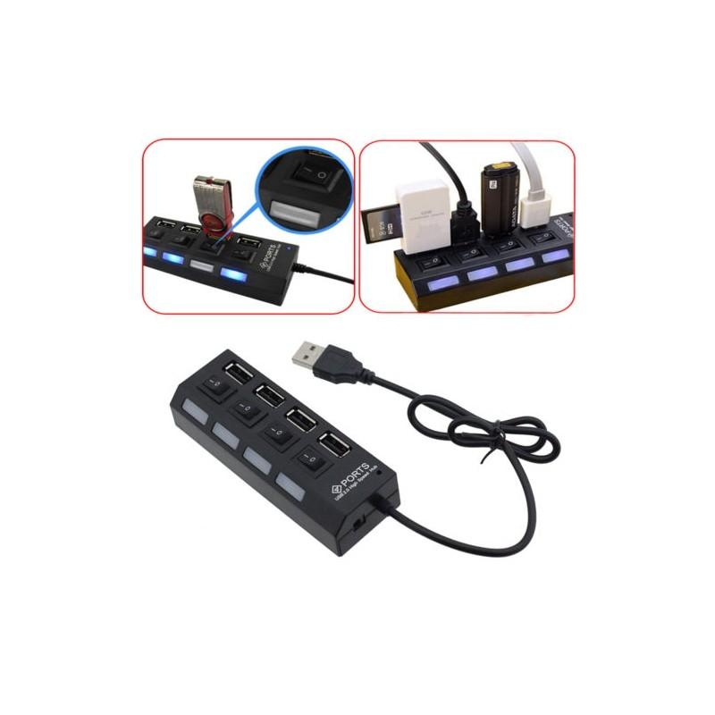 High Speed Black Led 4 Port Usb 2.0 Hub Featuring Versatile Compatibility For All Devices