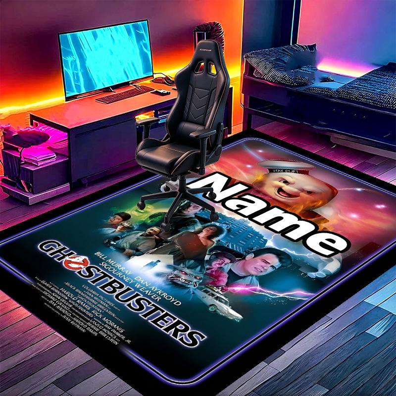 Custom Name Personalized Ghostbusters Print Carpet, Versatile Home Decor Rug, for Playroom, Apartment, Balcony, Entryway, Hallway Gift