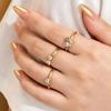European Golden Ring Set: Shiny Rhinestone Butterfly, Heart & Bow Design in Stainless Steel