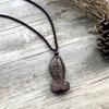 Retro Hand-carved Mahogany Long Necklace Women's Fashion Temperament Cotton and Linen Clothing Sweater Chain Accessories
